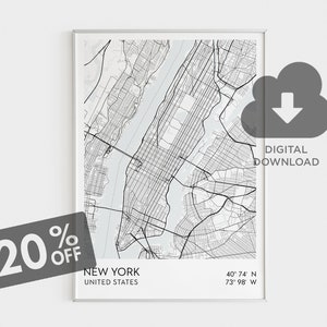 New York Stadt Karte Druck, NYC Karte Kunst, Manhattan Karte Poster, NY Druckbare Karte, Digitale Karte Druck, Büro Wand Dekor, Home Wall Decor
