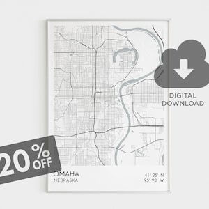 Omaha City Map, Nebraska Wall Art, Omaha Map Prints, Omaha City Nursery Poster, Printable Wall Art, Perfect Nebraska Gift, Omaha Street Map