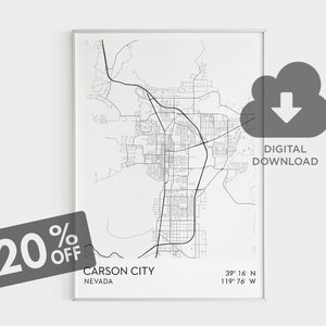 Carson City Map Print, Nevada Kaart Afdrukken, Carson City Poster Print, Us Kaart, Usa Kaart Afdrukken, Locatie Kaart Kunst, Minimalistische Kaart Kunst, Decor aan de muur