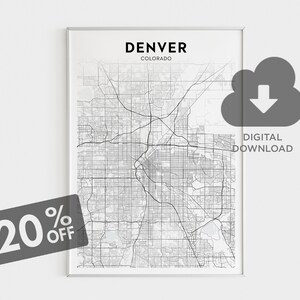 Denver Map Print, Colorado Map Art, Denver City Map, Denver Modern Map , Minimalist Map Print, Wall Art Decor, Office Room Wall Decor