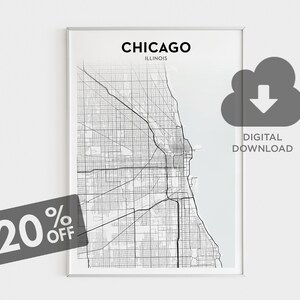 Chicago Map Print, Illinois Map Art, Chicago Wall Decor, Chicago Print Art, Illinois District Map, Minimalist Map Gift, Nursery Wall Decor