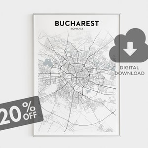 Bucharest Map Print, Romania Map Art, Bucharest City Map, România Map Art , Minimalist Map Print, Wall Art Decor, Office Room Wall Decor