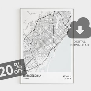 Barcelona City Map, Barcelona Spain Wall Art, España Map Arts, Spain Wall Decor, Map Wall Art, Spain Wall Art, Map Prints
