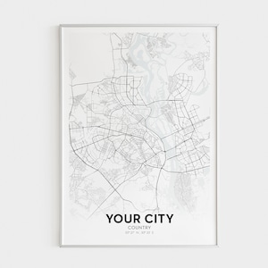 Mapa da cidade personalizado, qualquer cidade, qualquer cidade, mapa de área personalizado, impressão de mapa personalizado, impressão de mapa da cidade, sua cidade, arte de parede para impressão, download digital