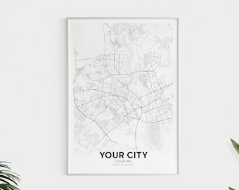 Custom City Map, Any Town, Any City, Custom Area Map, Custom Map Print, City Map Print, Your City, Printable Wall Art, Digital Download