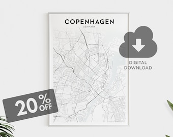 Copenhagen Map Print, Denmark Map Art, Copenhagen City Map, Denmark Map Art , Minimalist Map Print, Wall Art Decor, Office Room Wall Decor