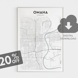 Omaha City Map, Nebraska Wall Art, Omaha Map Art, Omaha City Nursery Poster, Printable Wall Art, Perfect Nebraska Gift, Omaha City Art Print
