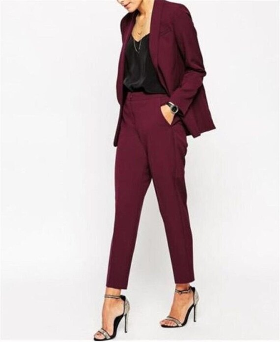 maroon women suits