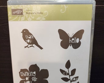 Stampin'Up Hostess Nature's Hello Rubber Stamp Set, Excellent Condition