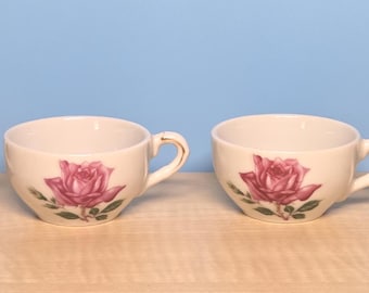 Juego de 4 tazas de té miniatura de porcelana vintage japonesa MCM con rosas rojas.