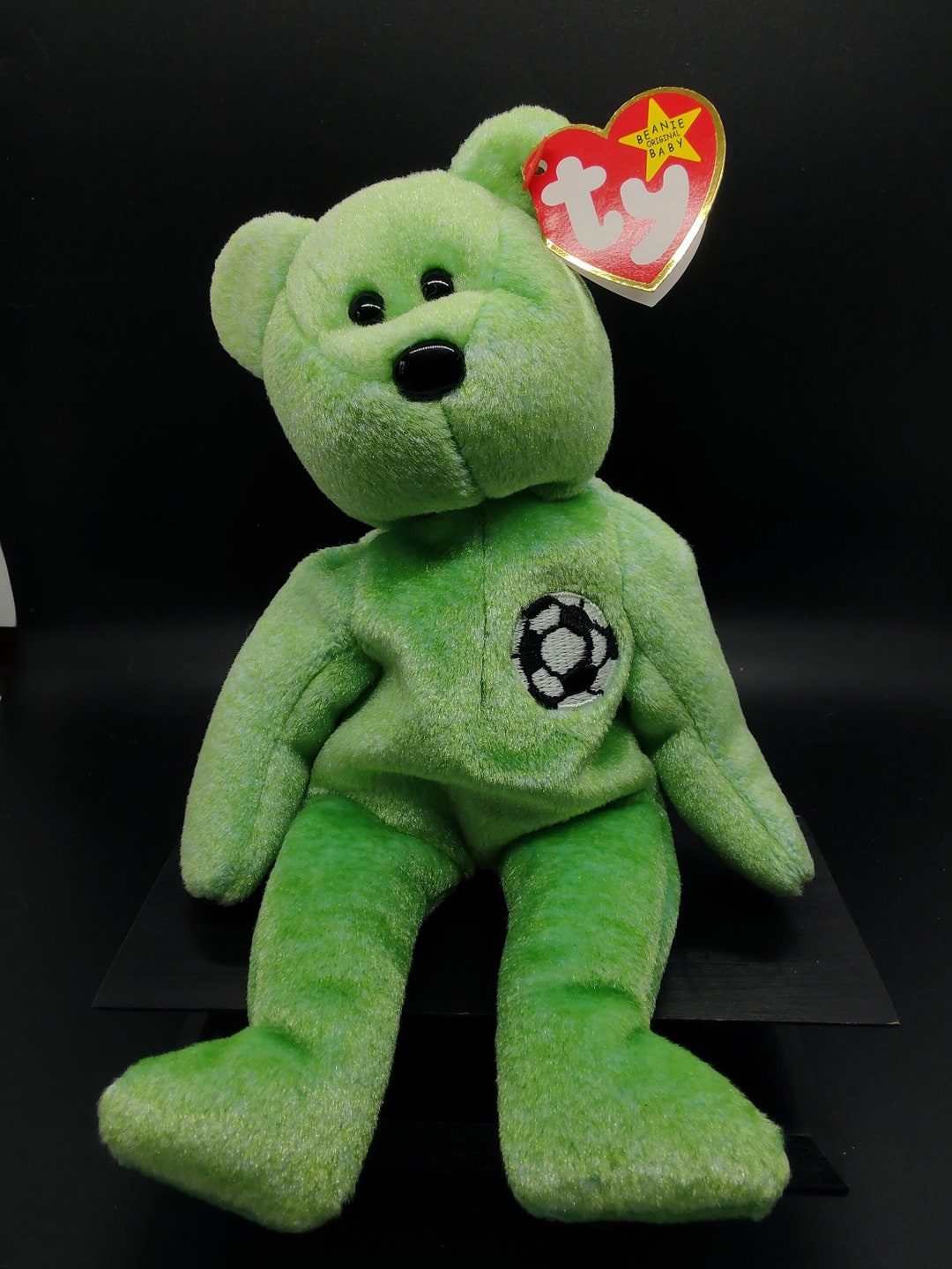 Ty Beanie Baby Kicks the Green Soccer Bear, Retired Rare MWMT Etsy