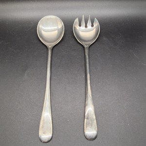 Elegant Italian Silver Plated Salad Fork and Spoon Set - Excellent Quality