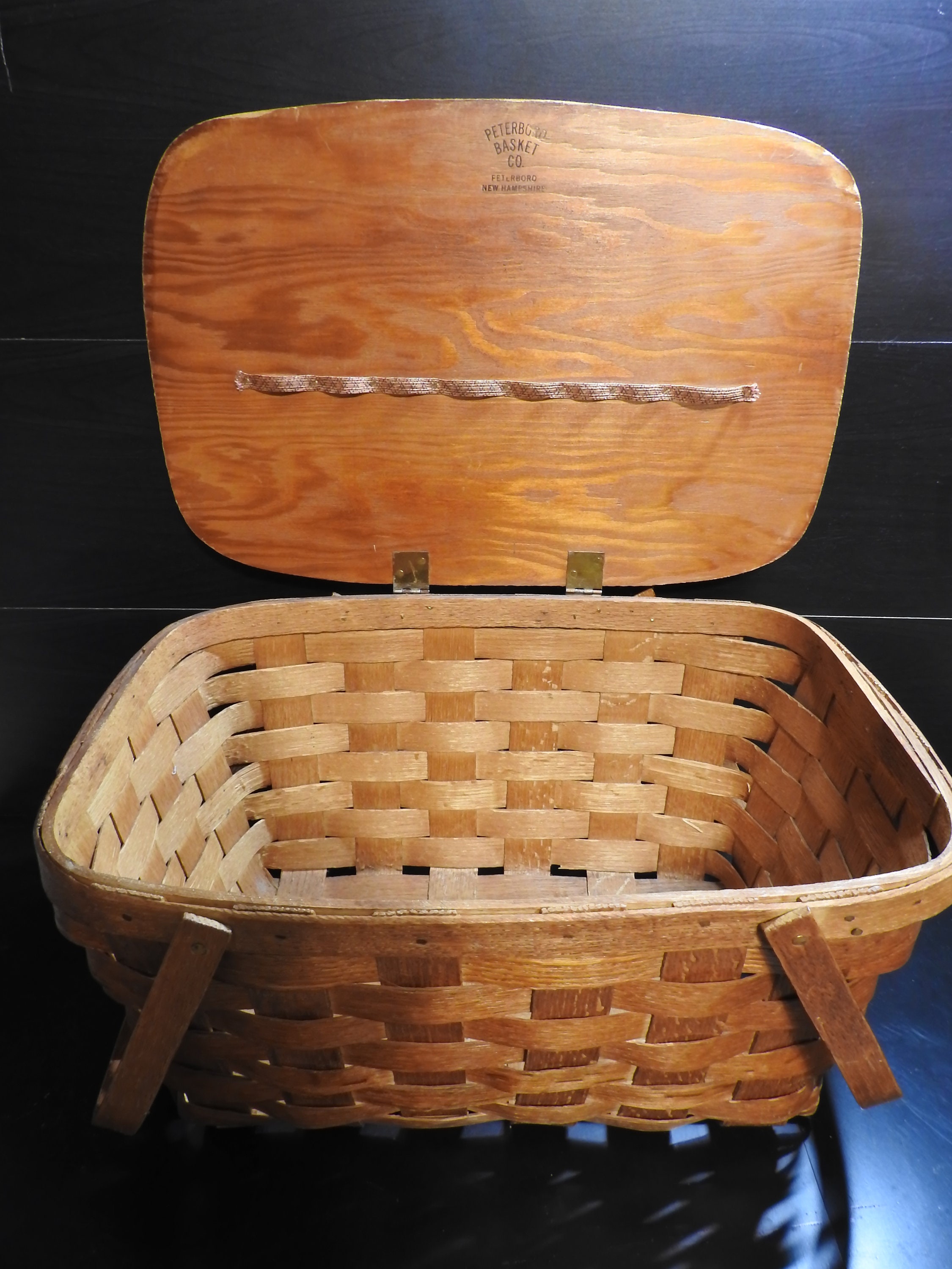 Peterboro Basket Company Large Vintage Wooden Picnic Basket Etsy