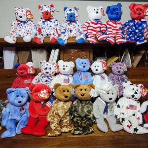 TY Beanie Babies Americana Military Plush Patriotic Bears You Choose, MWMT