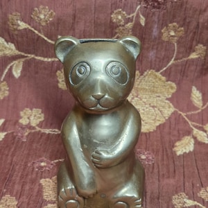 Vintage Large Brass Bear Penny Bank - Unique Animal Sculpture