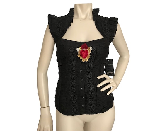 Vintage blouse corset style. La Catrina costume. … - image 1