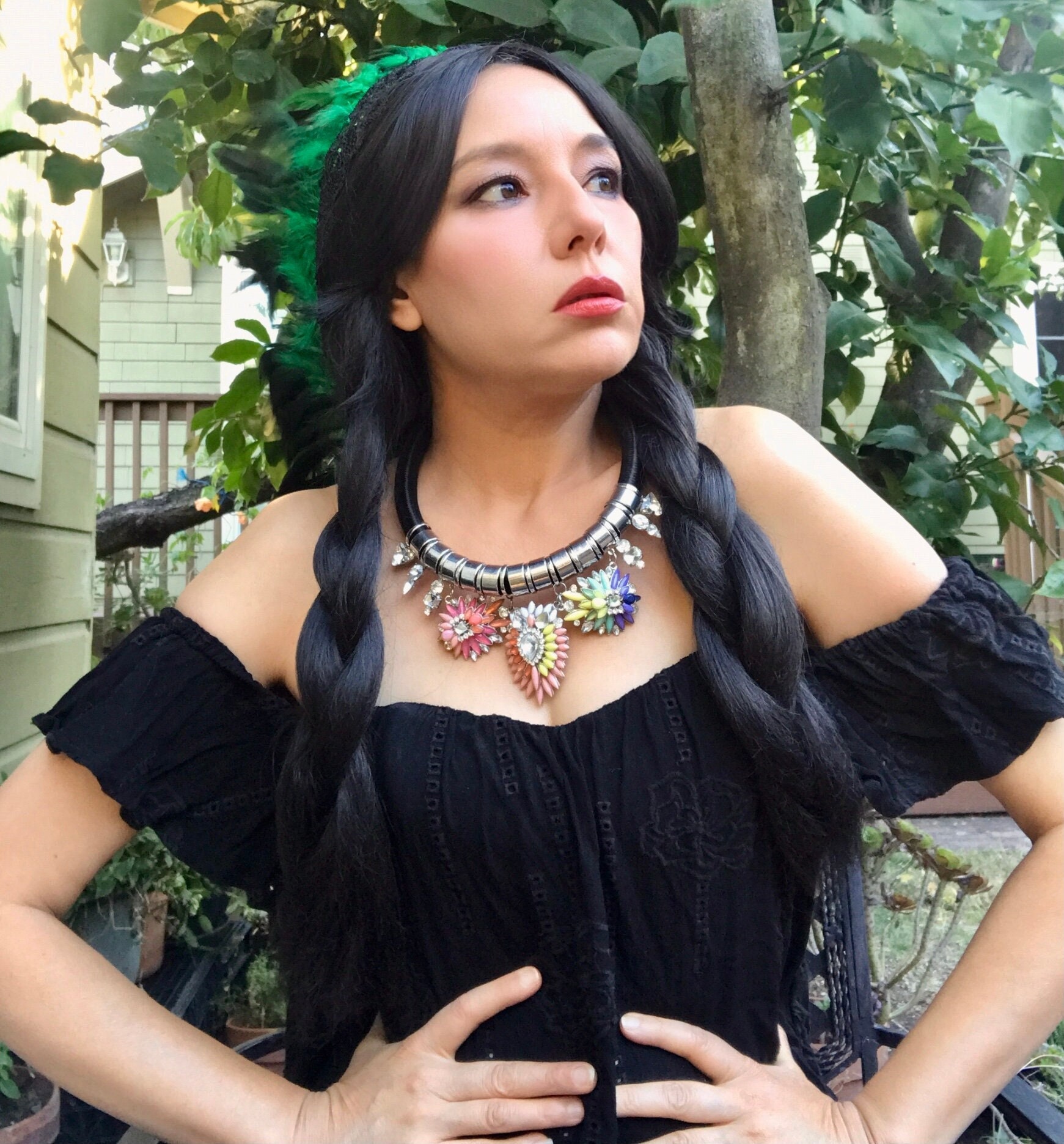 green emerald velvet dress Aztec Princess Embroidered Dress – Herencia Clothing main image 1