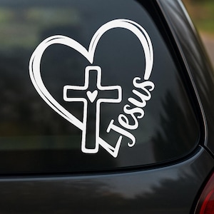 Faithful Reminders: Heart Cross Vinyl Decal for Car, Laptop, & Window
