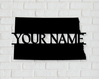 Arte de pared de metal personalizado de Dakota del Norte: letrero personalizado de Dakota del Norte, decoración de pared del estado de Dakota del Norte, decoración del hogar de Dakota del Norte, regalo de Dakota del Norte