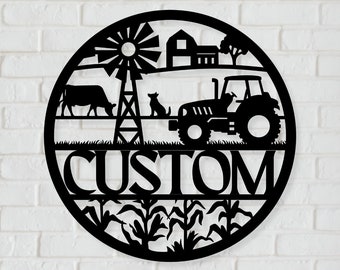 Custom Farm Sign - Personalized Ranch Sign, Metal Farmhouse Sign, Farm Wall Art, Barn Sign, Farm Decor, Farmer Gift, Outdoor Tractor Sign