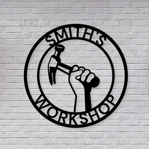 Custom Workshop Sign - Personalized Workshop Metal Sign, Workshop Wall Art, Garage Sign, Dads Workshop Sign, Metal Shop Sign