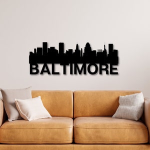Baltimore Wall Art - Baltimore Skyline, Metal Baltimore Art, Baltimore Wall Decor, Baltimore Cityscape, Baltimore Metal Sign, Baltimore Gift