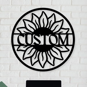 Custom Sunflower Sign - Personalized Sunflower Wall Art, Sunflower Decor, Metal Sunflower Art, Sunflower Wedding, Sunflower Gift