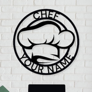 Custom Chef Sign - Personalized Kitchen Sign, Chef Hat Sign, Cooking Sign,Metal Kitchen Sign, Kitchen Wall Decor, Chef Gift