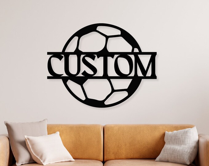 Custom Soccer Metal Wall Art - Personalized Soccer Name Sign, Soccer Decor, Soccer Wall Decor, Soccer Player Gift, Soccer Coach Gift