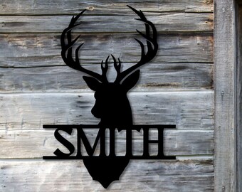 Benutzerdefinierte Hirsch jagen Metallwandkunst - personalisiertes Hirsch-Jagd-Metallschild, Cabin Decor, Hirsch-Wand-Dekor, Metall-Hirschschild, Hirsch-Jäger-Geschenk