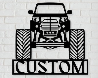 Custom Monster Truck Wall Art - Personalized Monster Truck Sign, Monster Truck Decor, Lifted Truck Metal Sign, Lifted Monster Truck Gift