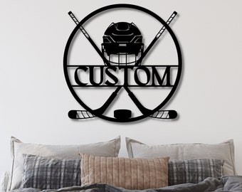 Custom Hockey Metal Wall Art  - Personalized Hockey Metal Sign, Hockey Wall Decor, Hockey Artwork, Man Cave Decor, Hockey Player Gift