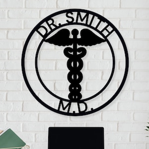 Custom Doctor Name Sign - Personalized Doctor Caduceus Sign, Doctor Caduceus Art, Doctor Caduceus Decor, Doctor Office Decor, Doctor Gift