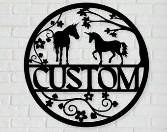 Custom Unicorn Sign - Personalized Unicorn Wall Art, Unicorn Decor, Unicorn Name Sign, Unicorn Metal Sign, Unicorn Wall Decor, Unicorn Gift