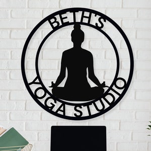 Custom Yoga Sign - Personalized Yoga Studio Sign, Meditation Sign, Yoga Studio Decor, Yoga Room Metal Sign, Yoga Teacher Gift Metal Wall Art