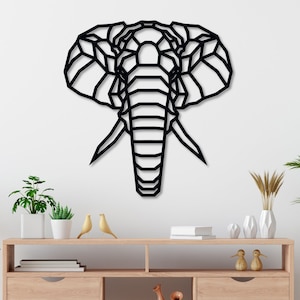 Geometric Elephant Metal Wall Art - Elephant Wall Decor, Elephant Wall Hanging, Metal Elephant Decor, Elephant Wall Art, Elephant Metal Art