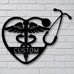 Custom Healthcare Professional Metal Wall Art - Personalized Doctor Nurse Sign, Stethoscope Heart Decor, Medical Office Gift