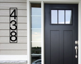 Modern House Numbers Vertical - Vertical House Number Sign, House Number Sign Vertical, Vertical Address Plaque, Vertical Address Sign
