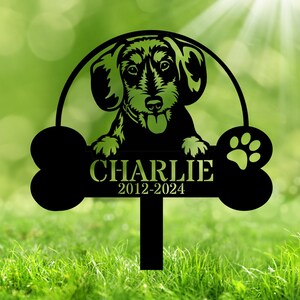 Custom Dachshund Memorial Stake - Personalized Dachshund Dog Grave Marker, Metal Headstone, Dog Remembrance Stake, Dog Sympathy Gift