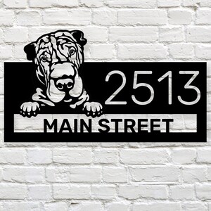 Custom Shar Pei Address Sign - Personalized Shar Pei Metal House Number Welcome Sign, Shar Pei Dog Outdoor Decor Street Sign, Shar Pei Gift