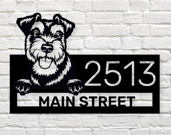 Custom Schnauzer Address Sign - Personalized Schnauzer Metal House Number Welcome Sign, Schnauzer Outdoor Decor Street Sign, Schnauzer Gift