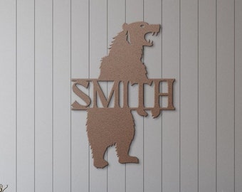 Benutzerdefinierte Bär Metallwandkunst - Personalisierte Bär Metallschilder, Bären-Wand-Dekor, Bären-Yard-Kunst. Metallbär-Kunst, Bärngeschenk im Freien