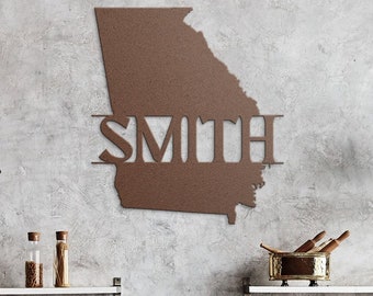 Custom Georgia Wall Art - Custom Georgia Wall Decor, Personalized Georgia Art, Custom Georgia Home Decor, Metal Georgia Gift State Art