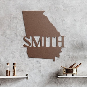 Custom Georgia Wall Art - Custom Georgia Wall Decor, Personalized Georgia Art, Custom Georgia Home Decor, Metal Georgia Gift State Art