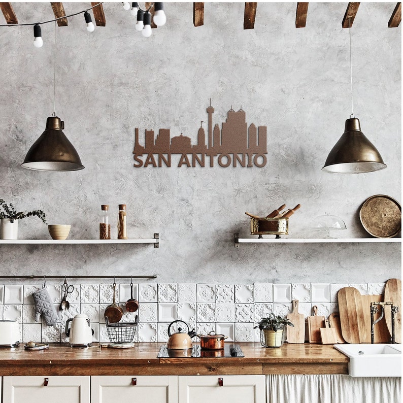 San Antonio Wall Art San Antonio Skyline Metal San Antonio Etsy