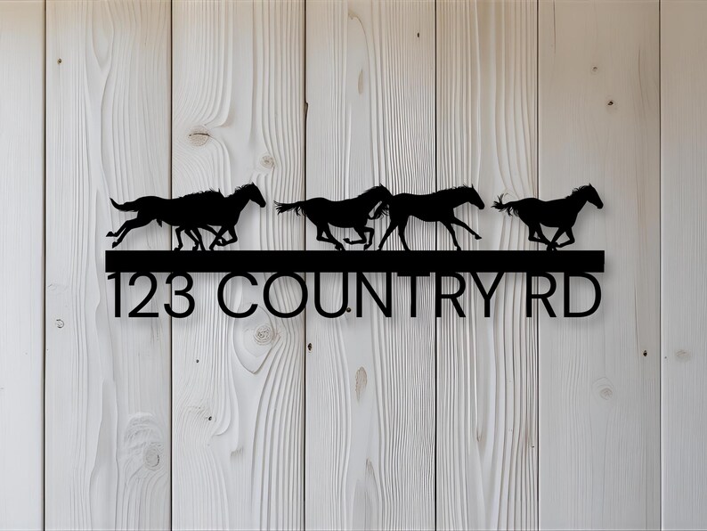Custom Horse House Numbers Sign - Personalized Galloping Horses Address ...