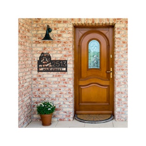 Signo de dirección personalizado de Shih Tzu - Signo de bienvenida personalizado del número de casa de metal de Shih Tzu, signo de calle de decoración al aire libre del perro Shih Tzu, regalo de Shih Tzu imagen 3