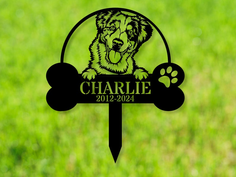Custom Australian Shepherd Memorial Stake Personalized Aussie Grave
