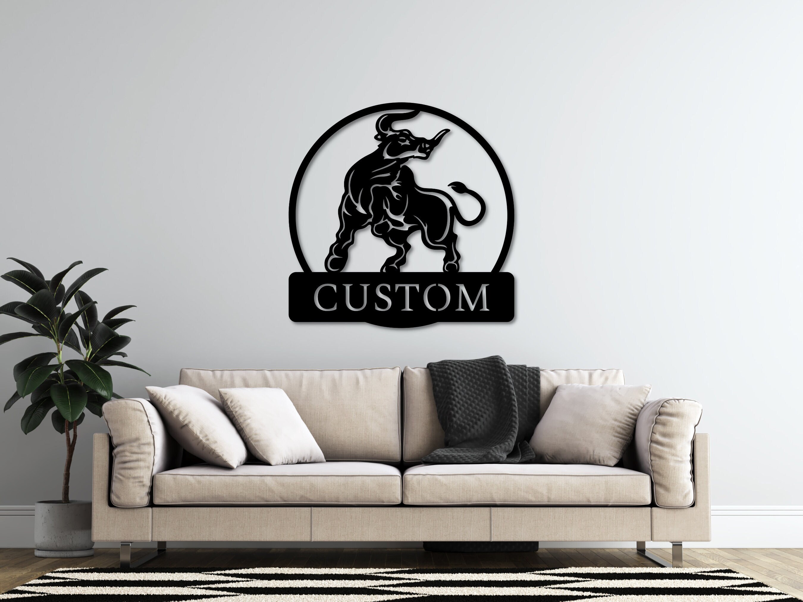 Custom Bull Metal Wall Art Personalized Wall Street Bull, Cow Wall Art, Bull Wall Decor, Bull