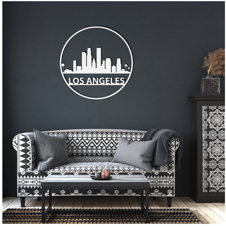 Los Angeles Wall Art Los Angeles Skyline, Metal Los Angeles Art, Los
